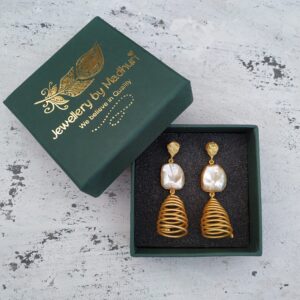 Baroque Pearl & Gold Coil Earrings