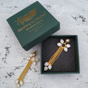 Mother of Pearl Flowers & Cascading Chain Earrings