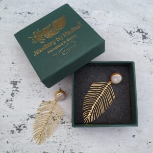 Pearl Leaf Earrings