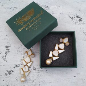 The Mother of Pearl Geometrical Dangler Earrings