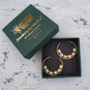 Pearl Crescent Hoop Earrings