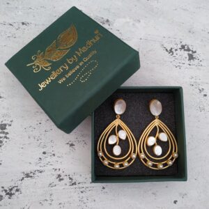 Coiled Pearl Leaf Dangler Earrings