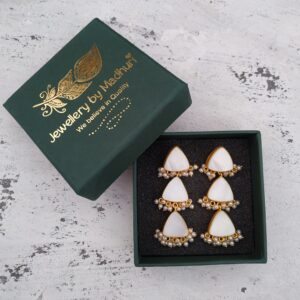 The Mother of Pearl Triangular Trio Danglers
