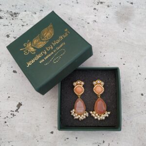 Peach Drop & Pearl Earrings