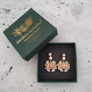 Regal Peach Stone Zircon Crafted Earrings