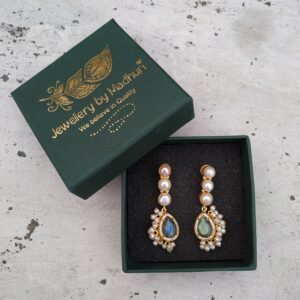 Pearl Trio and Zircon Crafted Labradorite Dangler Earrings
