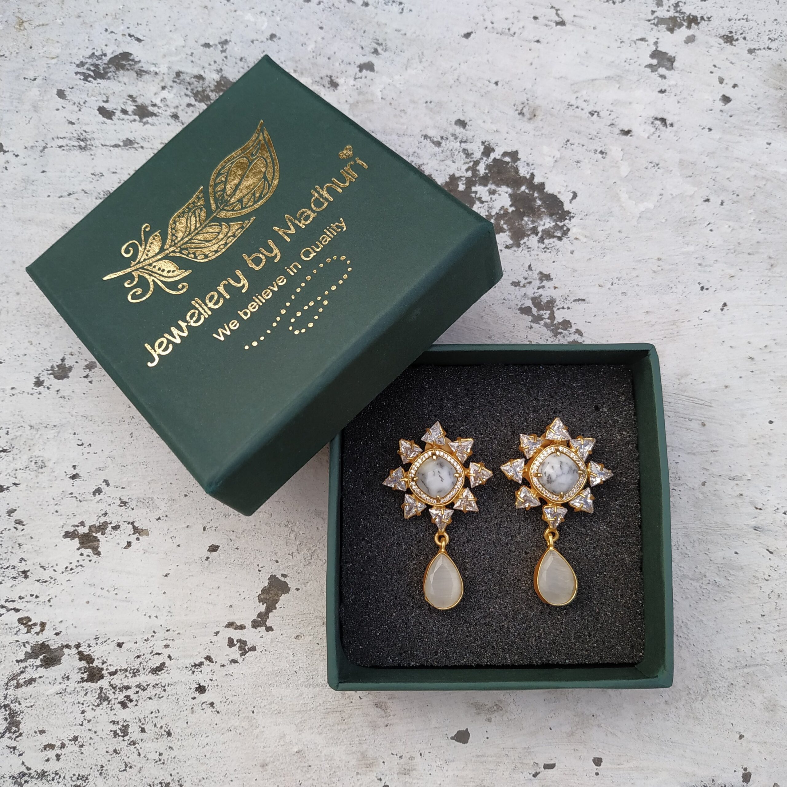 The Dendrite Opal Crystal Chakra Danglers