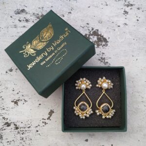 Zircon Crafted Black Quartz & Pearl Drop Earrings