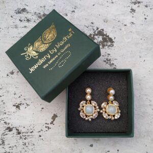 The Duo Pearl & Zircon Crafted Moonstone Quad Crystal Danglers