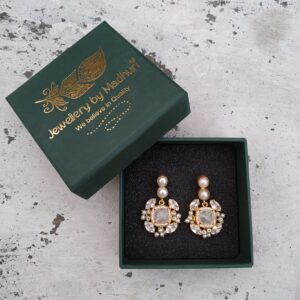 The Duo Pearl & Zircon Crafted White Quartz Quad Crystal Danglers