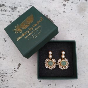 The Duo Pearl & Zircon Crafted Amazonite Quad Crystal Danglers