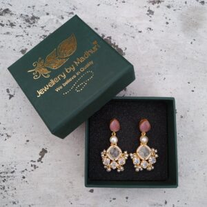 Delicate Pink Stone Danglers