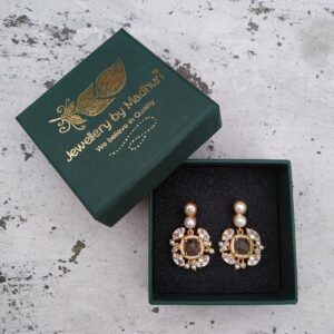 The Duo Pearl & Zircon Crafted Citrine Quad Crystal Danglers