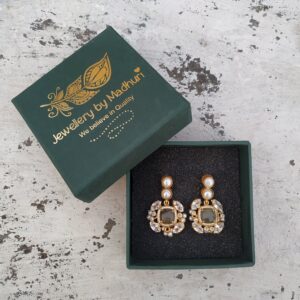 The Duo Pearl & Zircon Crafted Labradorite Quad Crystal Danglers