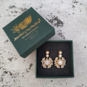 The Duo Pearl & Zircon Crafted Moonstone Quad Crystal Danglers
