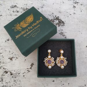 Amethyst Pearl Cluster Earrings