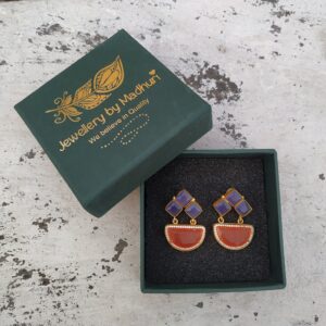 Dual-Stone Half-Moon Earrings