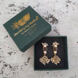 Dalmatian Jasper Pearl Earrings