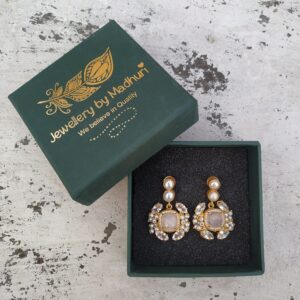 The Duo Pearl & Zircon Crafted Rose Quartz Quad Crystal Danglers