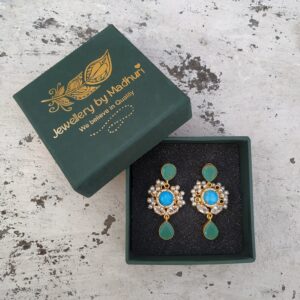 The Aqua Green & Turquoise Rainfall Danglers