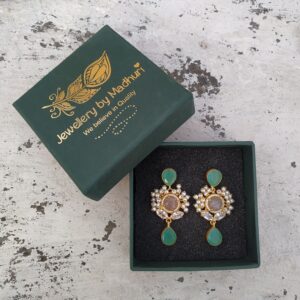 The Aqua Chalcedony Duo & Zircon Crafted Peach Quartz Rainfall Danglers