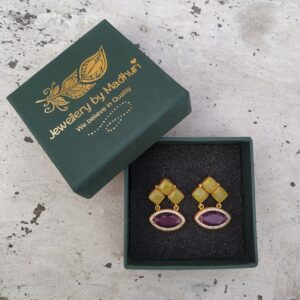 Trio Lemon Quartz Top & Zircon Crafted Wine Shaded Monalisa Minimal Danglers