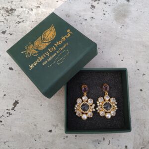 Amethyst Top, Zircon Crafted Amethyst & Penta Crystal Mogra Danglers