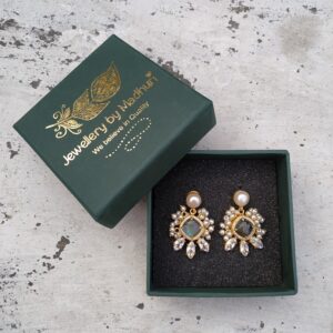 Pearl, Zircon Crafted Labradorite Crystal Trio Mogra Danglers