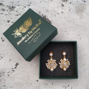 Pearl Daisy Danglers in Zircon Crafted Peach Quartz & Crystals