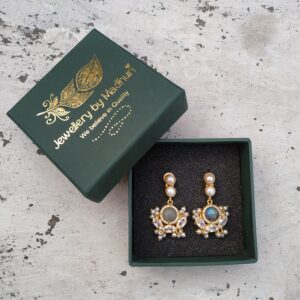 Pearl Duo, Zircon Crafted Labradorite & Crystal Trio Statement Danglers