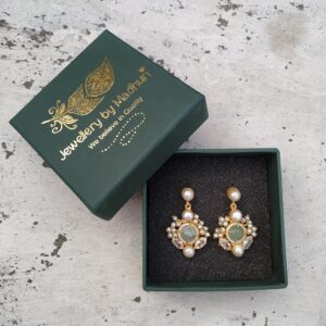 Pearl Daisy Danglers in Zircon Crafted Aqua Green & Crystals