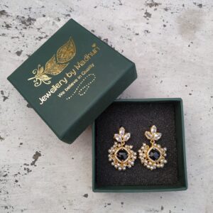 Black Onyx Crystal Trio Pearl Earrings