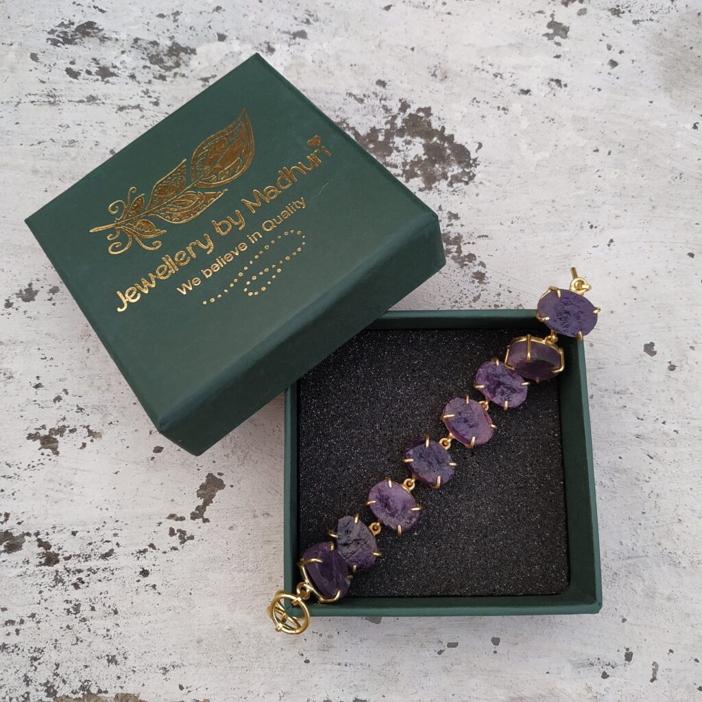 Raw Amethyst Gemstone Single Line Bracelet