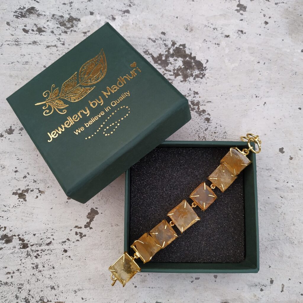 Raw Citrine Crystal Single Line Bracelet