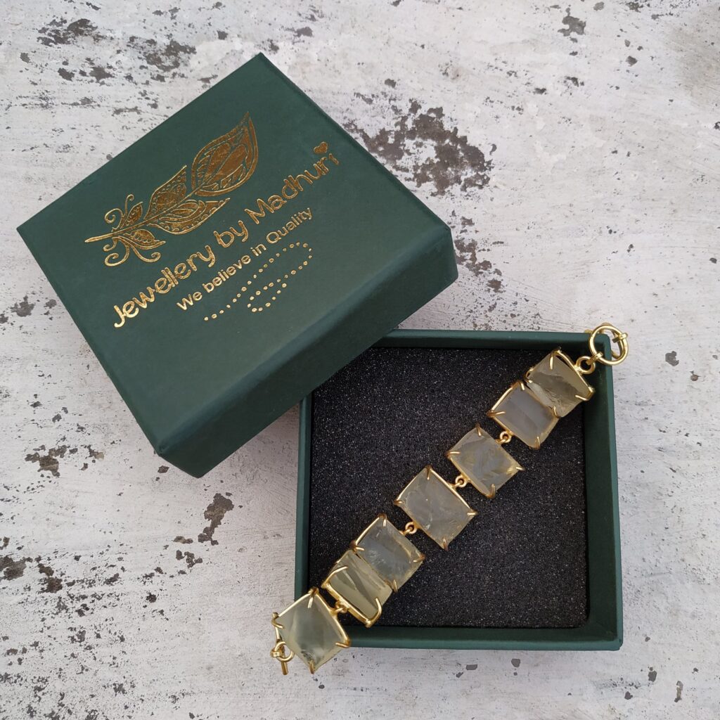 Raw Green Quartz Single Line Bracelet