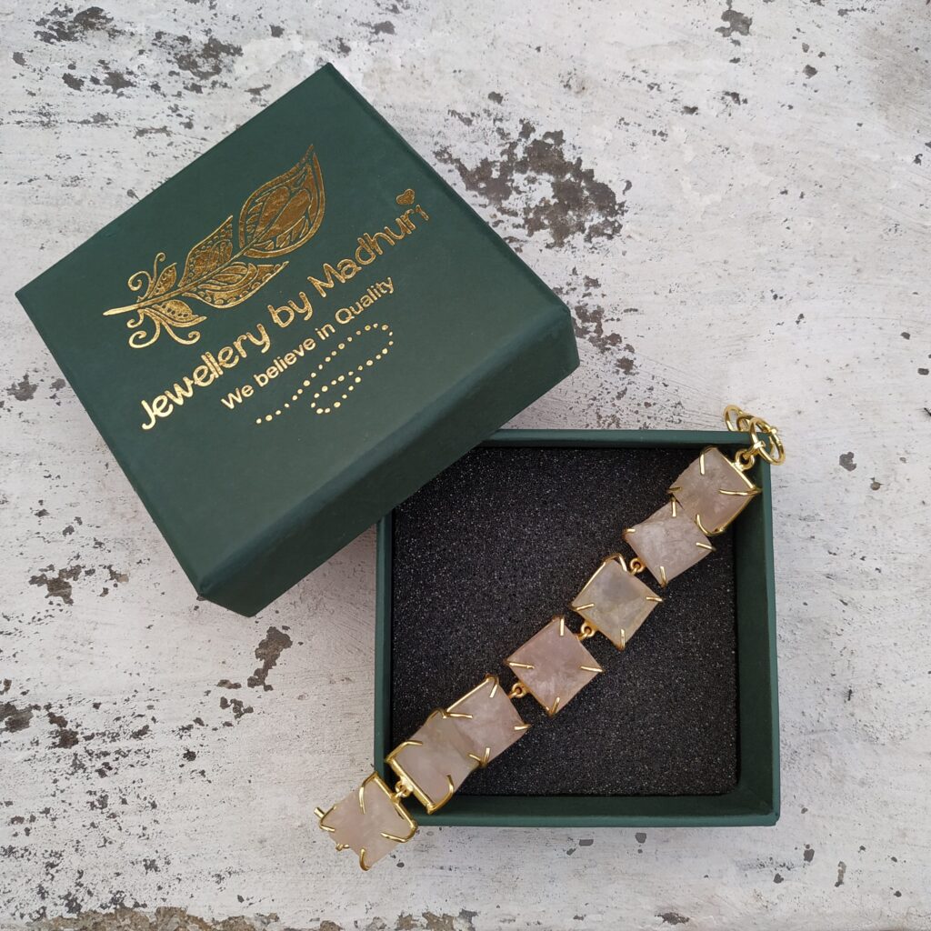 Raw Rose Quartz Single Line Bracelet