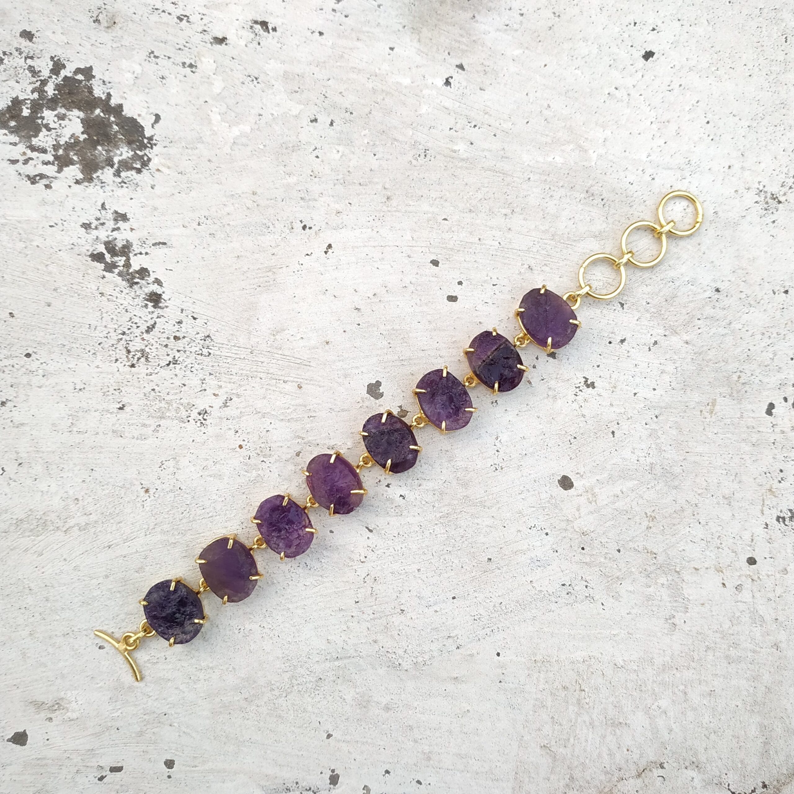 Raw Amethyst Gemstone Single Line Bracelet - Image 2