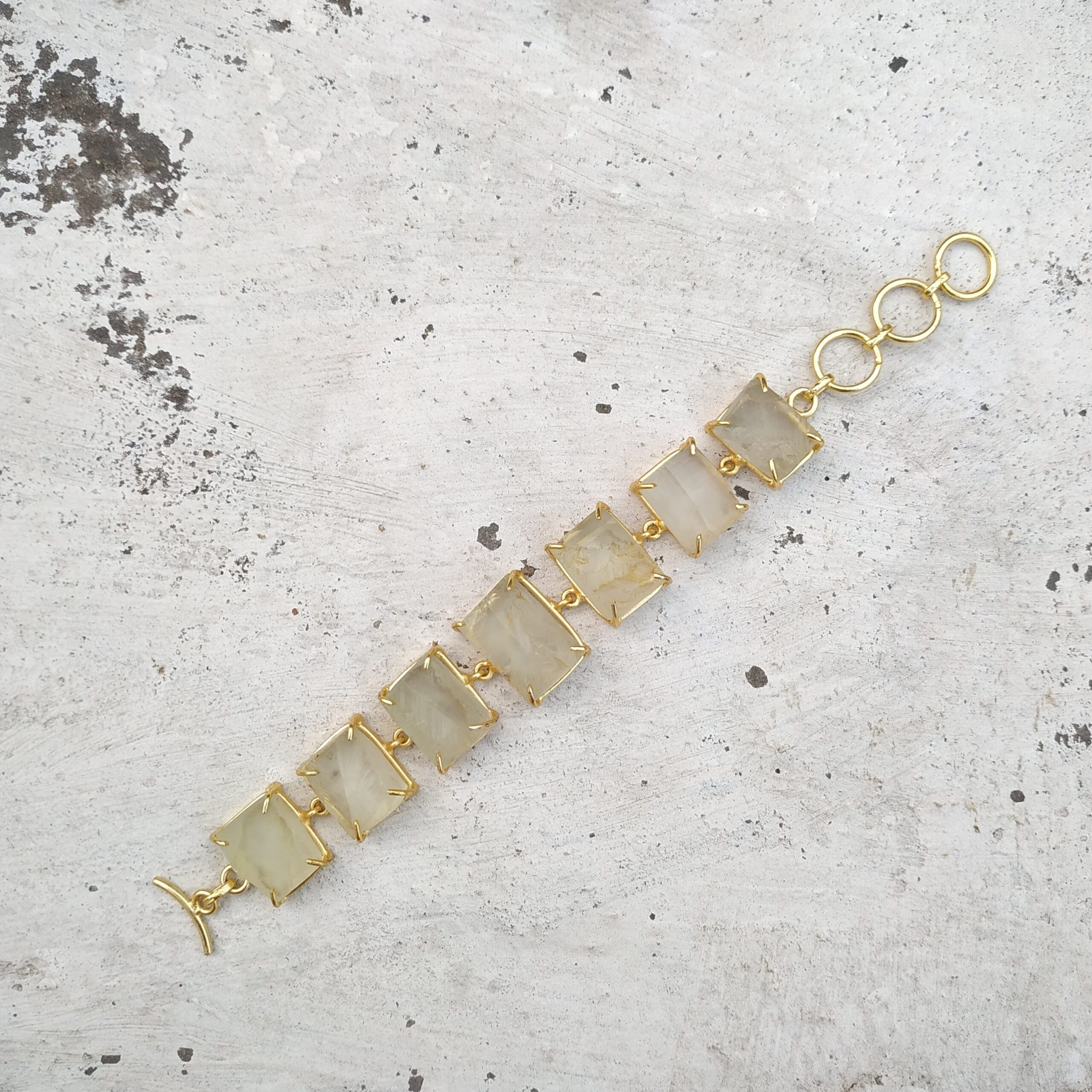 Raw Green Quartz Single Line Bracelet - Image 2